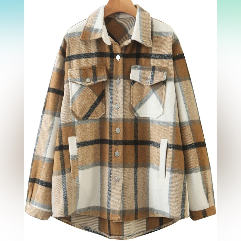 Plaid Tan and Cream Women's Jacket